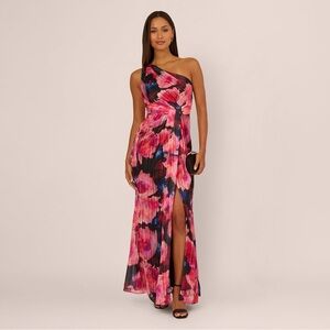 Adrianna Papell Floral One Shoulder Dress NWT